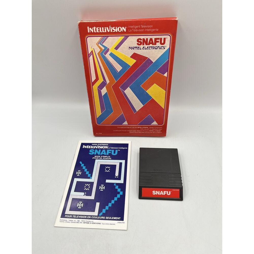 SNAFU Intellivision Inc. Video Game. Complete In Box with manual & Overlay